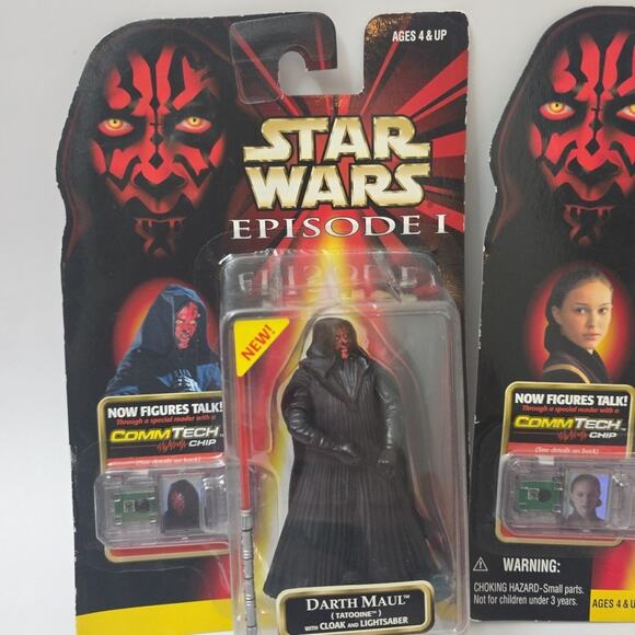 Lot Of 2 Star Wars Episode 1 DARTH MAUL COMMTECH+ Queen Amidala W Blaster New - Picture 2 of 4